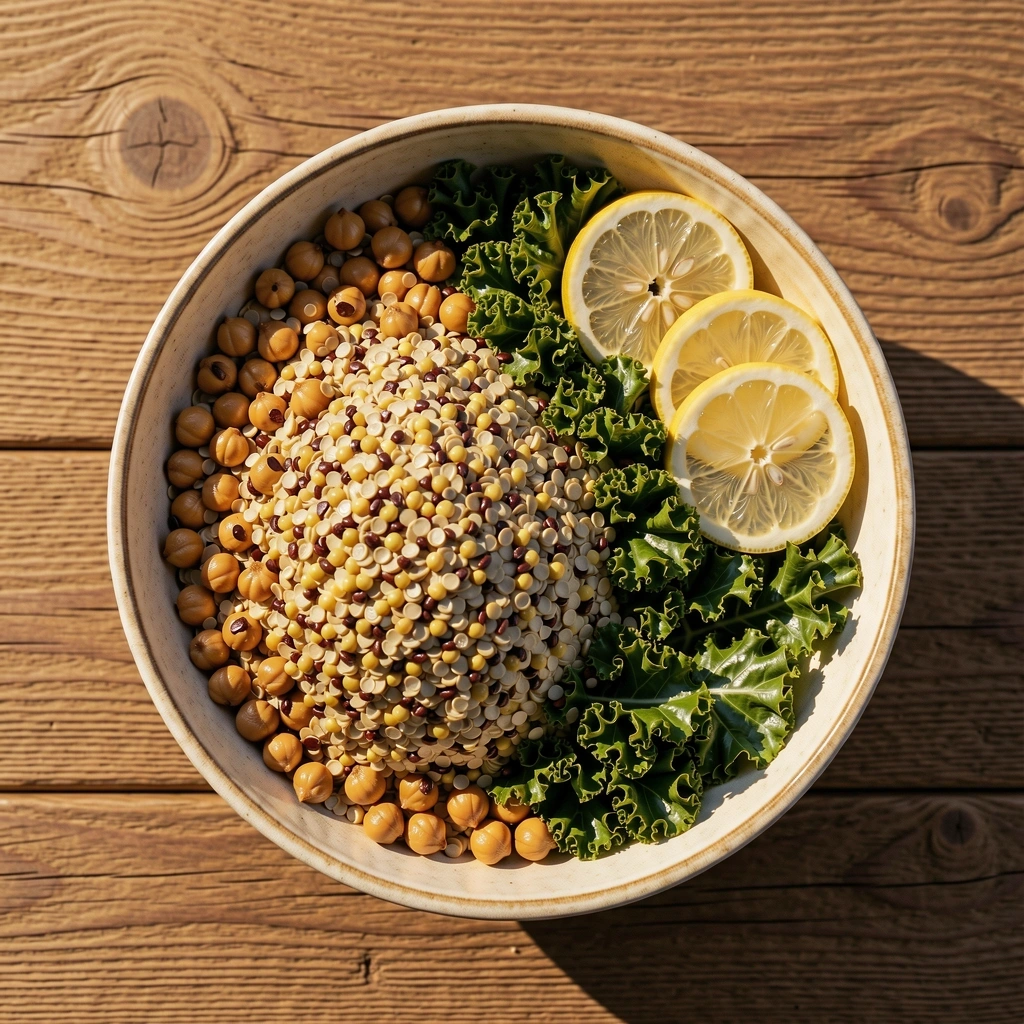 Zbilansowany posiłek w ciepłym świetle